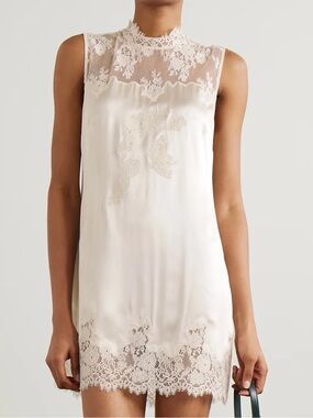 Doen Valeria Dress Lace Trim Ivory Silk Dress